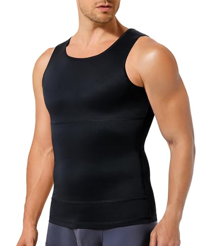 TAILONG Compression Shirt Men Shapewear Slimming Body Shaper Vest Compression Tank Top Undershirt - color: Black, size: XX-Large