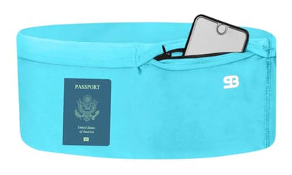 StashBandz Running Belt, Fanny Pack, & Money Belt, 4-Pocket Phone Holder - color: Aqua, size: Small