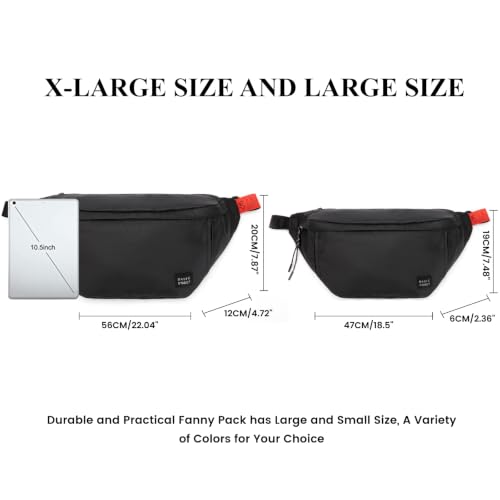 Large Crossbody Fanny Pack for Women Men,Waterproof Waist Bag Pack - color: Black, size: Large