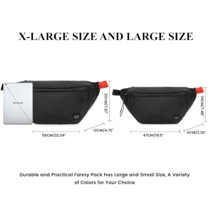 Large Crossbody Fanny Pack for Women Men,Waterproof Waist Bag Pack - color: Black, size: Large