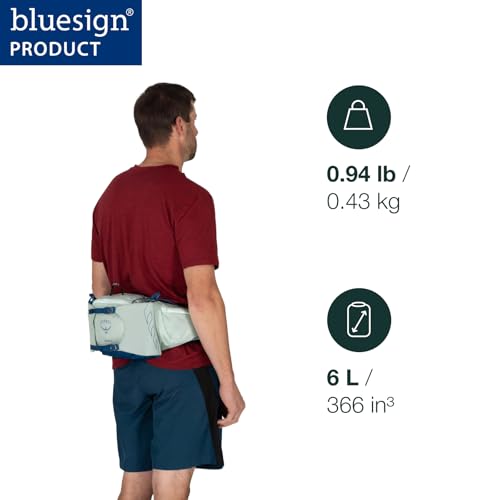 Osprey Talon 6L Men's Lumbar Hiking Waist Pack - Fanny Pack with Water Bottle Holders - color: Scoria Blue/Night Shift, style: 6l