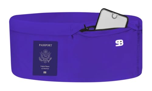 StashBandz Running Belt, Fanny Pack, & Money Belt, 4-Pocket Phone Holder - color: Purple, size: Small