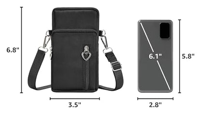 Women Cell Phone Purse Wristband Sport Armband Wallet Travel Crossbody Cell Phone Purse for Galaxy S10 Plus S9 Plus A50 A7 J7,OnePlus 6T,HTC U12 (Black) - color: Black