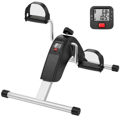 Under Desk Bike Pedal Exerciser for Arms and Legs, Foldable Mini Exercise Bike with LCD Display and Adjustable Resistance for Home and Office - color: Black