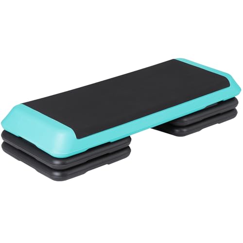 ZenStyle 43" Adjustable Aerobic Stepper Bench with 4/6/8 Inch Risers, Non-Slip Surface for Cardio, Strength Training & Home Fitness Workout - color: Turquoise