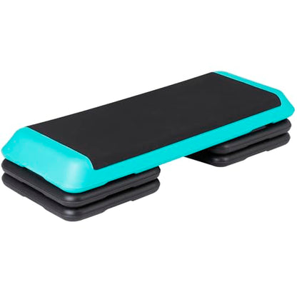 ZenStyle 43" Adjustable Aerobic Stepper Bench with 4/6/8 Inch Risers, Non-Slip Surface for Cardio, Strength Training & Home Fitness Workout - color: Turquoise