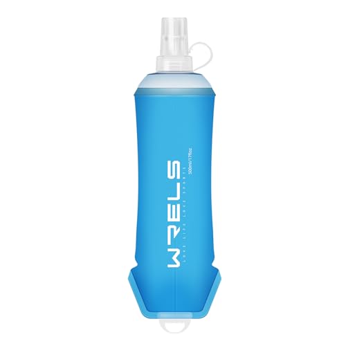 WRELS Collapsible Soft Running Water Bottles Soft Flasks Folding for Hydration Pack 200ml/350ml/500ml Running Vest Water Bottle for Outdoor Sports Hiking Cycling Climbing - color: Blue-500ml
