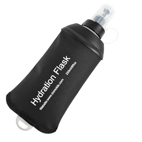 AXEN Soft Flask TPU Foldable Running Hydration Flask, Soft Collapsible Water Bottle for Hydration Pack Cycling Marathon Running Hiking - color: Black-250ml