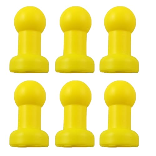 6PCS Trampoline Steel Pole Caps 25mm Diameter Plastic Ball Caps Game Facility Ball Shaped Protective Caps G Shaped Top Net Hook Enclosure Suitable for Iron Bed Frame Protection Yellow