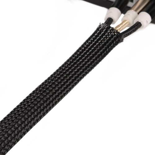 25ft PET Expandable Braided Cable Sleeve 1/3inch(8mm) Pet Braided Cable Sleeve for Audio Video Device Wire Automotive Wire (Black) - color: Black, size: 8mm"(1/3 inch)