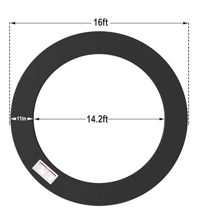 LANGXUN Universal Trampoline Repalcement Safety Pad, 8ft 10ft 12ft 14ft 15ft 16ft Waterproof Surround Spring Foam Cover for Round Frame - color: Black, size: 16ft