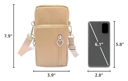 VINAIDA Small Crossbody Wallet Phone Bag Women Mini Crossbody Purse Cell Phone Shoulder Bag Mini Wallet Over Shoulder Strap - color: Khaki