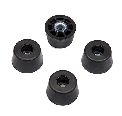 4 Small Extra Tall Round Rubber Feet w/Metal Insert – .437" H X .750" W - Non Marking - Perfect for Cutting Boards, Electronics, Woodworking, Crafts - Made in USA