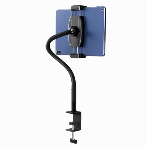 Tablet Stand Holder for Desk, Gooseneck iPad Holder Clamp Mount, 360° Adjustable Arm Mount for iPad mini/Air/Pro、Kindle Fire, Galaxy Tabs, All 4.7"-13.5" Tablets, for Work Meetings, Video, Kitchen