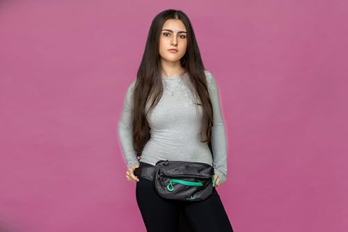 Lightweight Waist Bag with Zipper Pockets, Adjustable Belt Bag for Travel, Hiking, Running and Everyday Carry. (Black/Green Zipper) - style: Black/Green Zipper