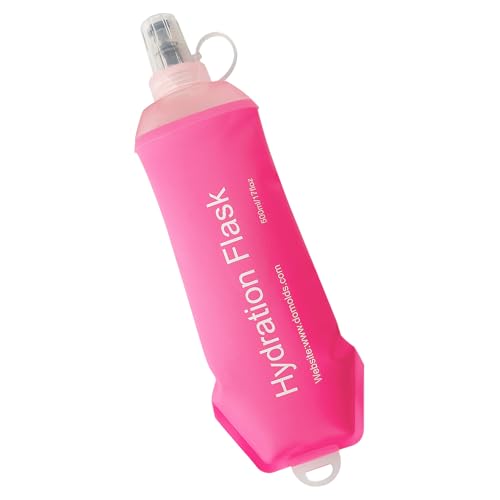 WILDREEDS 500ml Soft Flask, TPU Collapsible Soft Water Bottle for Hydration Pack, Running Vest, Folding Water Bottle for Hiking Cycling Climbing-1Pcs, Pink - color: 500ml Pink