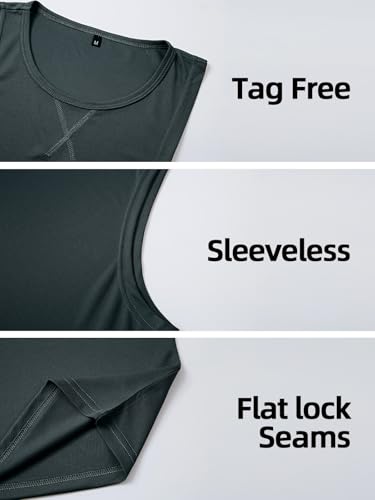 Men's Sleeveless Workout Tank Top Quick Dry Gym Muscle Bodybuilding Vest Breathable Lightweight Summer Athletic Tops - color: Grey, size: Medium