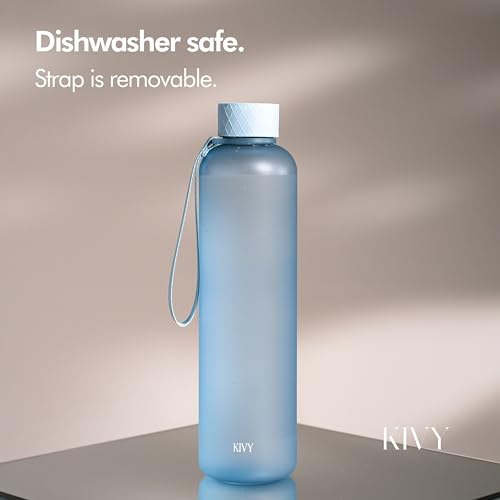 KIVY Slim Water Bottle 32oz Tritan - Lightweight & Shatterproof - BPA-Free - color: Blue Gray, size: 32 Ounces