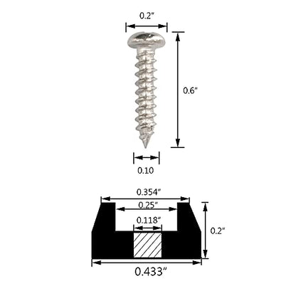 Cutting Board Feet Small Round Rubber Feet with Washer and Stainless Steel Screws 0.2" H x 0.43" W - 50 Pack - size: 0.2" H x 0.43" W_50 Pack