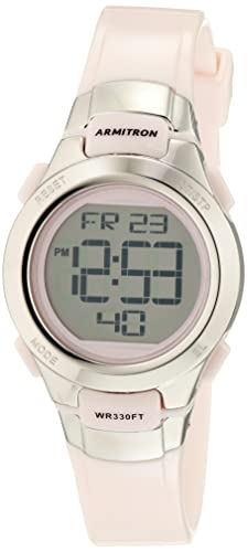 Armitron Sport Women's Digital Chronograph Resin Strap Watch, 45/7012 - color: Light Pink/Silver