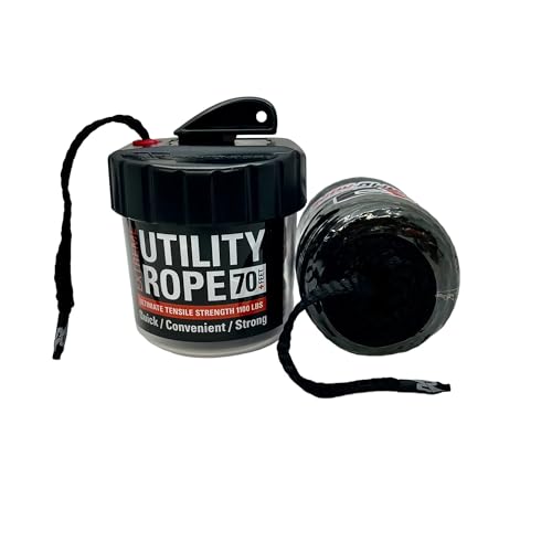 Rapid Rope Canister, 70ft Black Tactical Paracord, 1100lb Test, USA Made - size: 70ft, style: Black