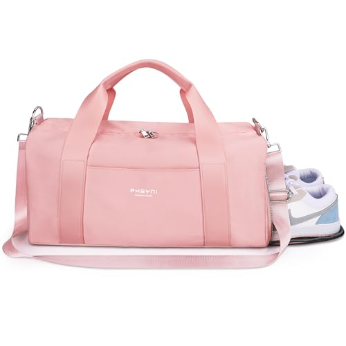 19" Pink Personal Gym Bag for Women,with Shoe Compartment & Wet Pocket - color: Pink, size: 19" Medium Size