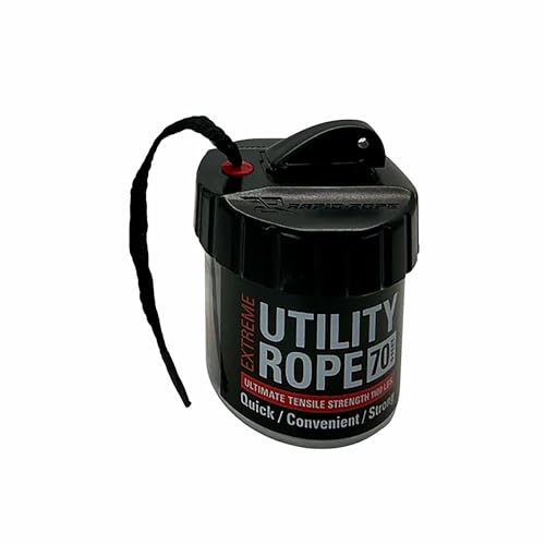 Rapid Rope Canister, 70ft Black Tactical Paracord, 1100lb Test, USA Made - size: 70ft, style: Black
