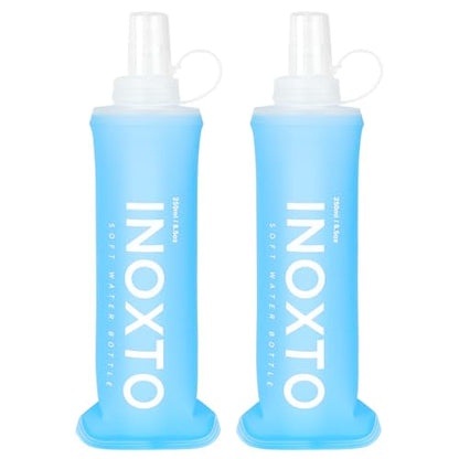 INOXTO Soft Flask,Collapsible Soft Water Bottles for Hydration Vests and Running Packs, Soft Flask Running Bottles for Hiking Cycling(250/500 ml) (2 PCS 250ML) - size: 2 PCS 250ML