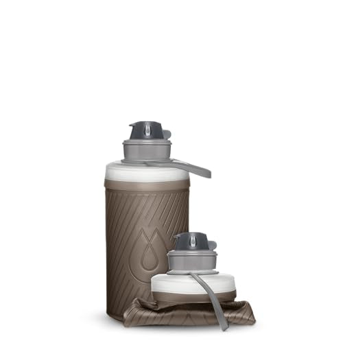 HydraPak Flux Collapsible Backpacking Water Bottle (750ml, Mammoth Grey) - color: Mammoth Grey, style: 750ml/25oz