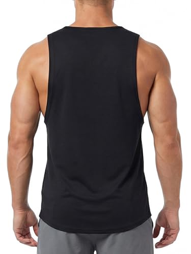 Men's Sleeveless Workout Tank Top Quick Dry Gym Muscle Bodybuilding Vest Breathable Lightweight Summer Athletic Tops - color: Black, size: Medium