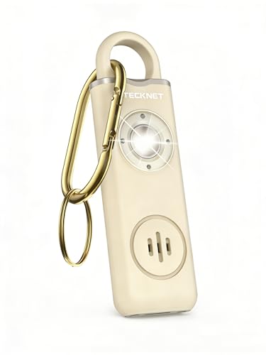 TECKNET Rechargeable Personal Safety Alarm for Women, 130dB Self Defense Keychain Alarm with SOS Strobe Light, Low Battery Notice, Personal Alarm Loud Siren Safety Keychain for Girls Kids Elderly - color: 1 Beige