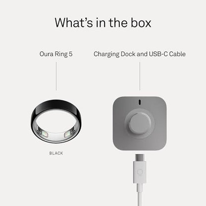 Oura Ring 5 - Black - Size 6 - Smart Ring Health Tracker - Sleep, Activity, Women's Health, AI Advisor, 1 Week Battery Life, Oura App, Android & iOS Compatible - color: Black, size: 6, style: Ring