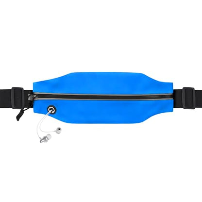 Running Belt Fanny Pack Men and Women Slim Running Bag Money Belt - color: Bright Blue