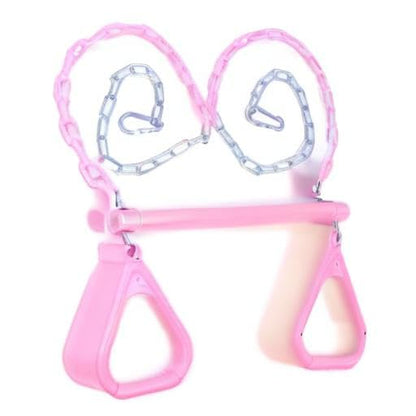 18" Pink Trapeze Swing Bar Rings 48" Heavy Duty Plastic Coated Chains Swing Set Accessories - color: Pink