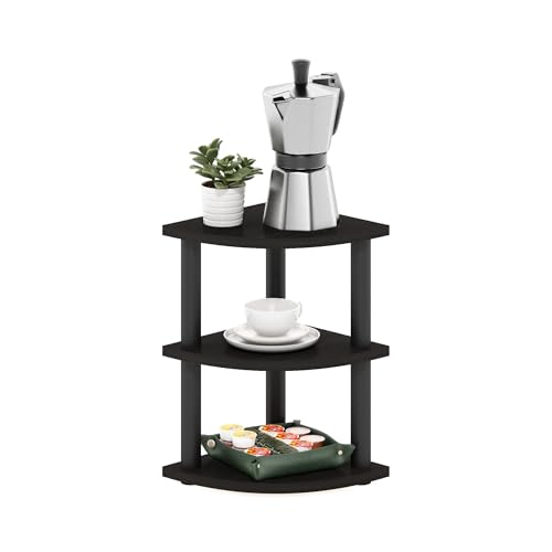 Furinno Turn-N-Tube Kitchen Countertop Organizer, 3-Tier Corner Countertop Organizer Shelf, Corner Shelf, for Kitchen, Pantry, Organizers and Storage, Espresso - color: Espresso/Black, size: 3-Tier Corner