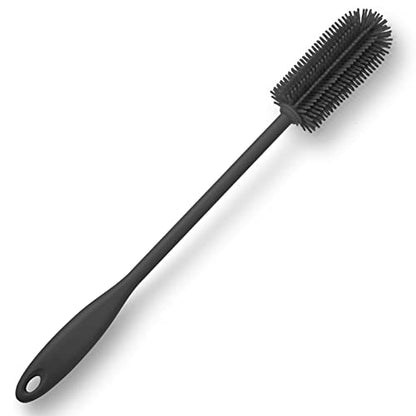 Silicone Bottle Brush, Long Handle Bottle Cleaner Brush, Charcoal - color: Charcoal