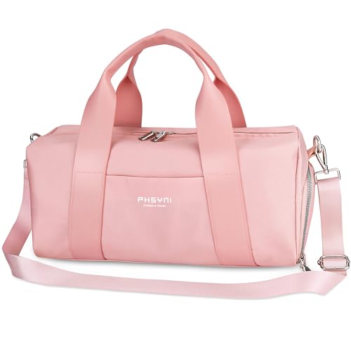16" Gym Bag for Women,with Shoes Compartment and Waterproof Pocket(Pink) - color: Pink, size: 16" Small Size