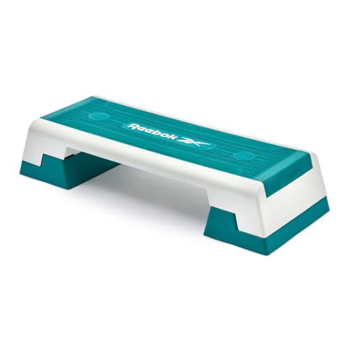 Reebok Fitness Multipurpose Adjustable Aerobic and Strength Training Workout Step Platform for HIIT, Cardio, and General Sessions - color: Teal