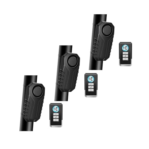 Bike Alarms,Bike Alarm Anti Theft, Bicycle Alarms with Remote,113dB Super Loud Bicycle Vibration Motion Sensor Siren Anti Theft Security System IP65 Waterproof, 3Pack - color: Bike Alarm with WL03C Remote, size: 3PK