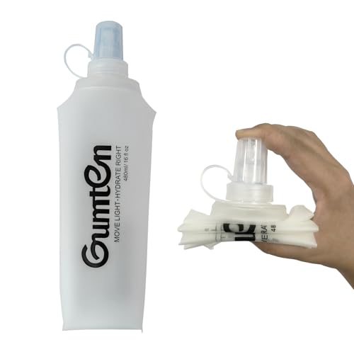 Soft Flask 480ml Collapsible TPU Soft Water Bottle BPA-Free for Hydration Pack Running Jogging Hiking Cycling Camping (Transparent) - color: Transparent