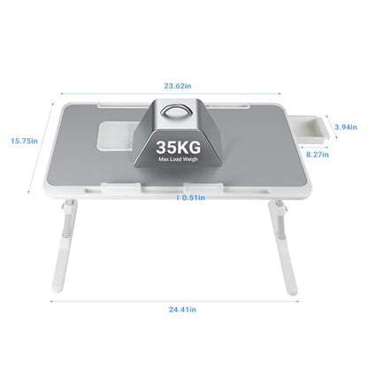 iXTRA Adjustable Laptop Lap Desk with Cooling Fan USB Light for Adults 60x40cm,Grey - color: Grey,60*40cm