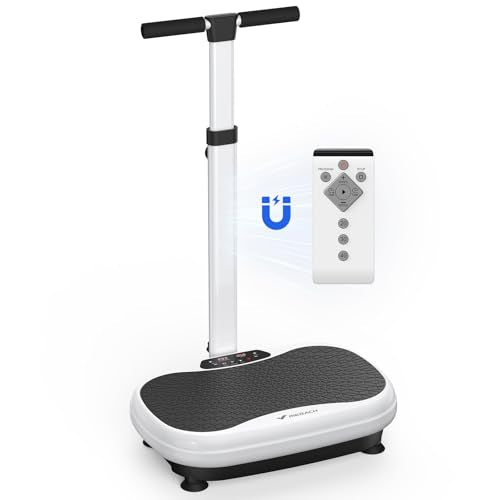 MERACH Vibration Plate Exercise Machine with Handle, 330 lbs Capacity - color: White