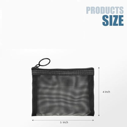 5 Pcs Zipper Mesh Bags, Zipper Cosmetic Organizer Pouch, 5 x 4 in, Black - color: Black, size: S（5" x 4"）