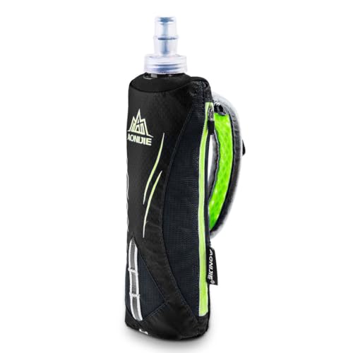 YAPJEB Soft Flask Collapsible Water Bottles, TPU Soft Water Bottle Folding Flask for Hydration Pack, BPA Free Folding Water Bottle Ideal for Cycling (Handheld Bag with 500ml Soft Flask - Black)