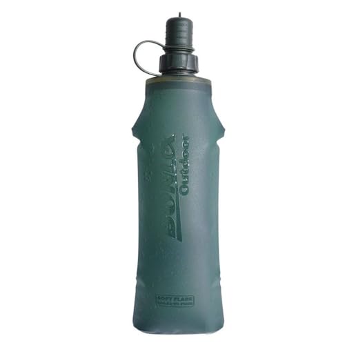 250/500ml Soft Flask Water Bottle, Collapsible TPU Sports Water Bottle with Bite Valve, Folding Flask for Running Hiking Cycling Camping(Green-500ml) - style: Green-500ml