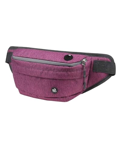 WATERFLY Running Belt Fanny Pack: Runner Marathon Jogging Waist Pack Sport Workout Exercise Fitness Phone Holder Belt for Men Women Jogger Slim Waistband Black - color: Purple