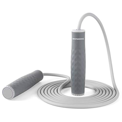 Weighted Jump Rope 1-LB for Adult || Speed Skipping Rope with Ball Bearings - color: 1LB Weighted Gray (1 Pack)
