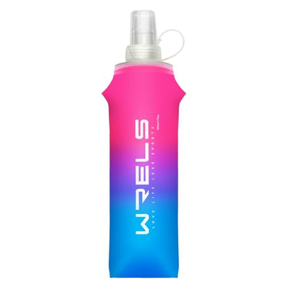 WRELS Soft Flasks TPU Soft Water Bottles Folding Soft Running Water Flask Small for Outdoor Sports Hiking Hydration Pack 8oz/17oz Hiking Cycling Climbing - color: Pink-500ml