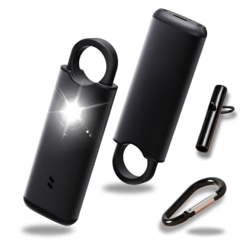 VOLTEK Metal Personal Alarm for Women (Black) – 140dB Self Defense Safety Alarm Keychain, USB-C Rechargeable Emergency Alarm with Door & Window Sensor Mode - color: BLACK