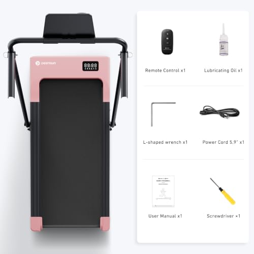 DeerRun Under Desk Walking Pad Treadmill for Home Office & Small Spaces, 6% Manual Incline, 0.6–3.8 MPH Walking Speed, 2.5 HP, 300 lb Capacity, App & Remote Control - color: BlushPink